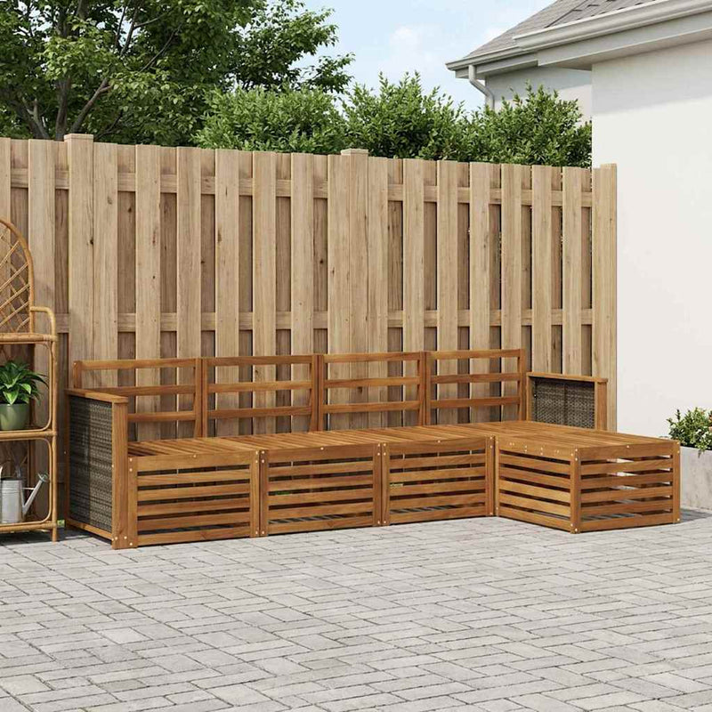 Set de canapele de exterior 5 buc. natural