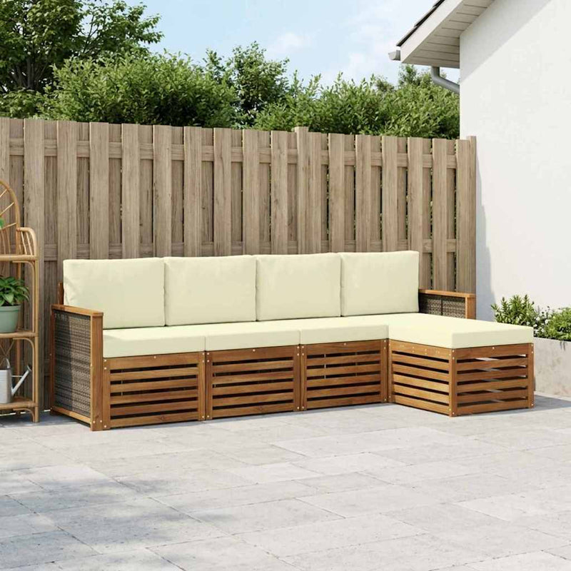 Set de canapele de exterior 5 buc. Natural și Crem