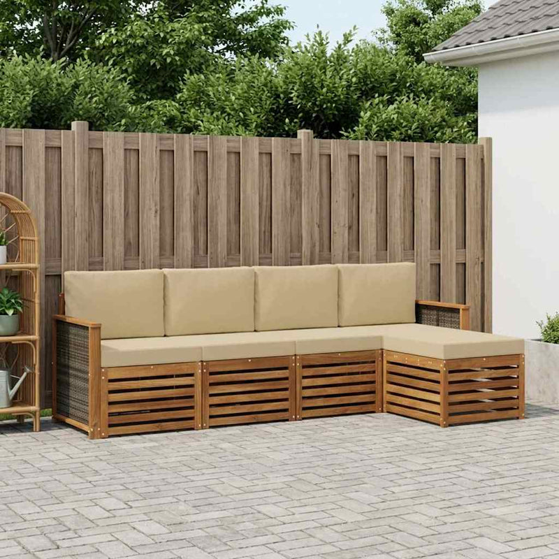 Set de canapele de exterior 5 buc. Natural și Bej