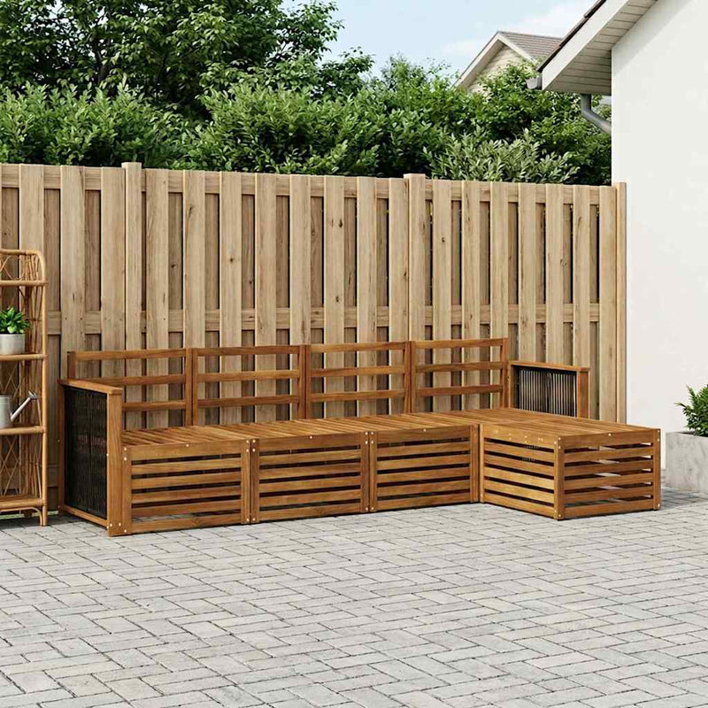 Set de canapele de exterior 5 buc. natural