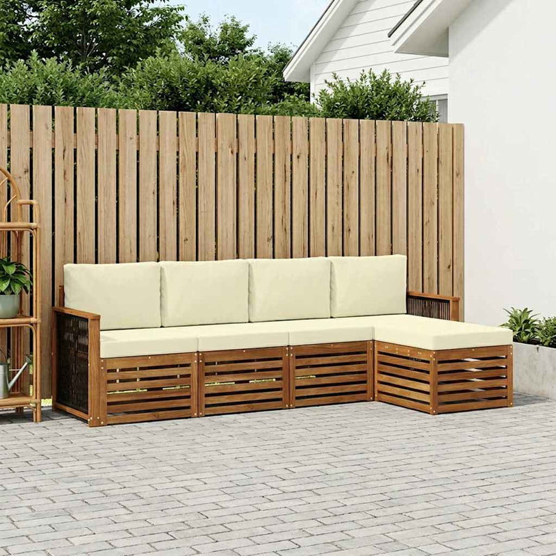 Set de canapele de exterior 5 buc. Natural și Crem