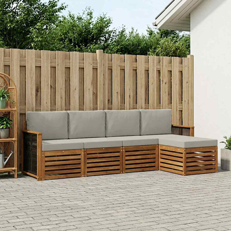 Set de canapele de exterior 5 buc. Natural și gri deschis