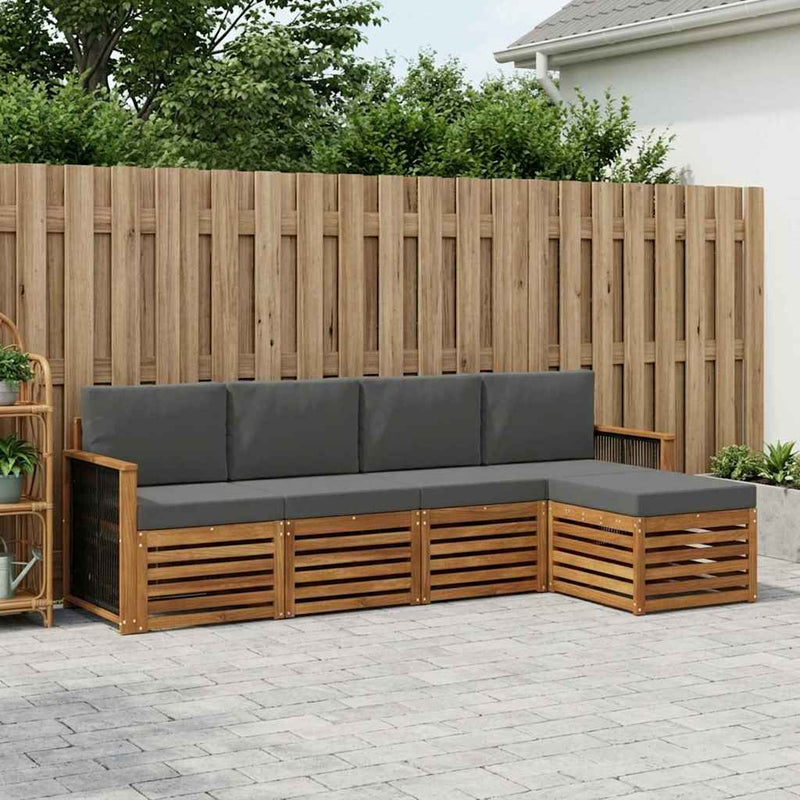 Set de canapele de exterior 5 buc. Natural și Antracit