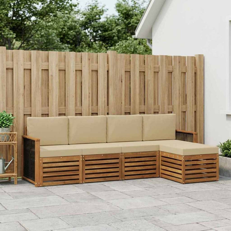Set de canapele de exterior 5 buc. Natural și Bej