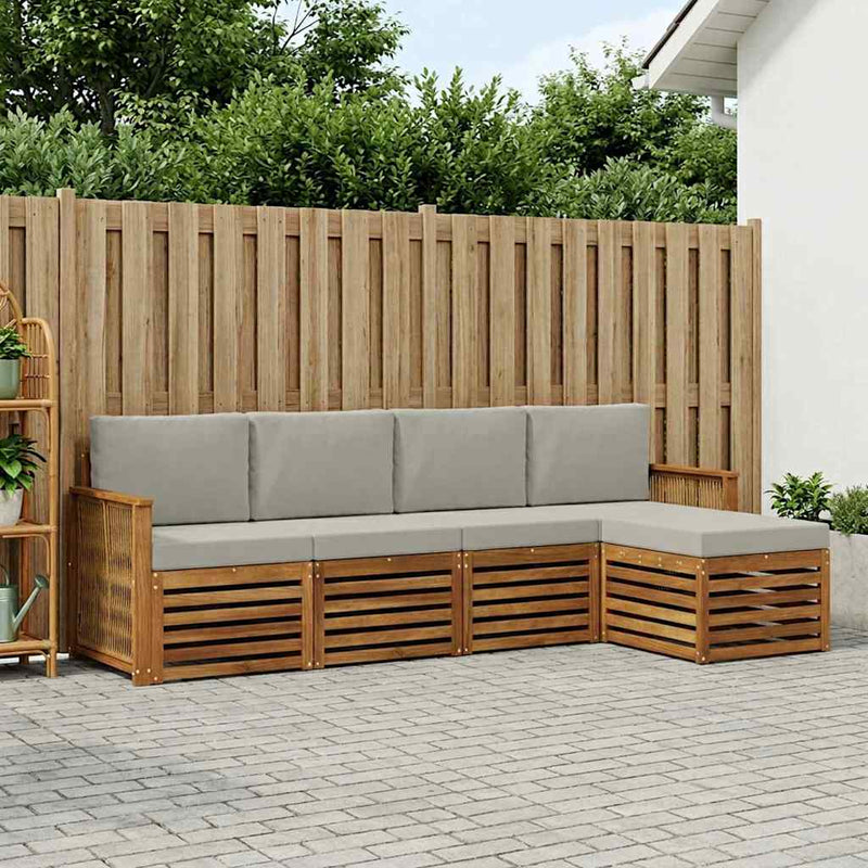 Set de canapele de exterior 5 buc. Natural și gri deschis