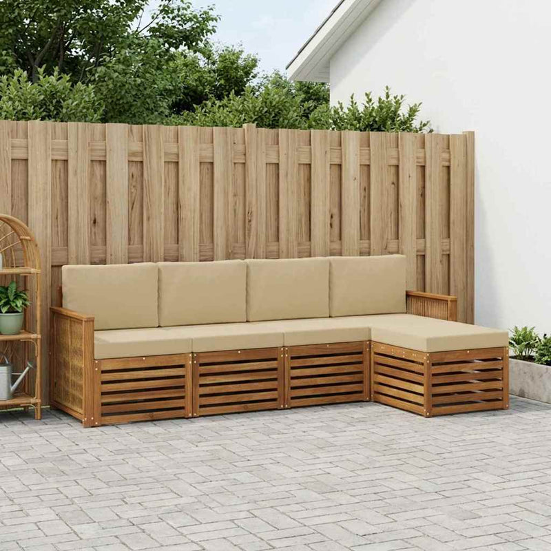 Set de canapele de exterior 5 buc. Natural și Bej