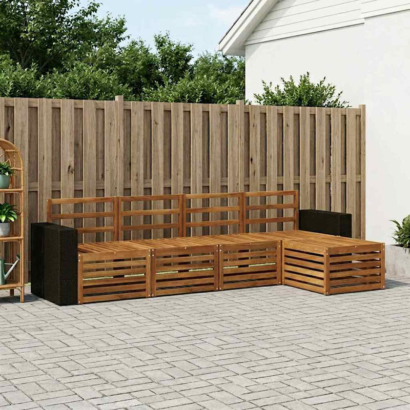 Set de canapele de exterior 5 buc. natural