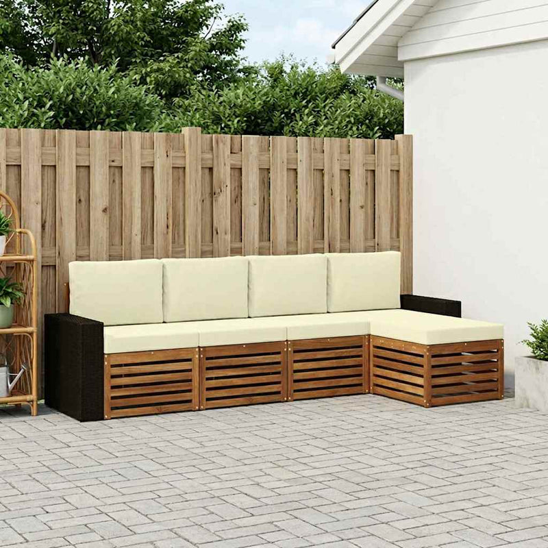Set de canapele de exterior 5 buc. Natural și Crem