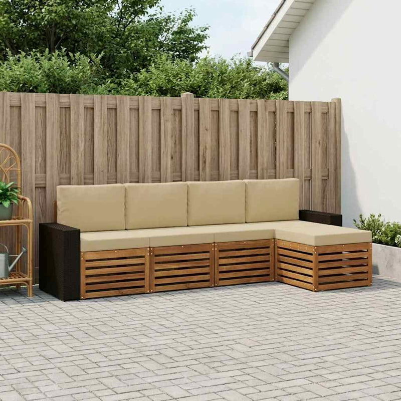 Set de canapele de exterior 5 buc. Natural și Bej
