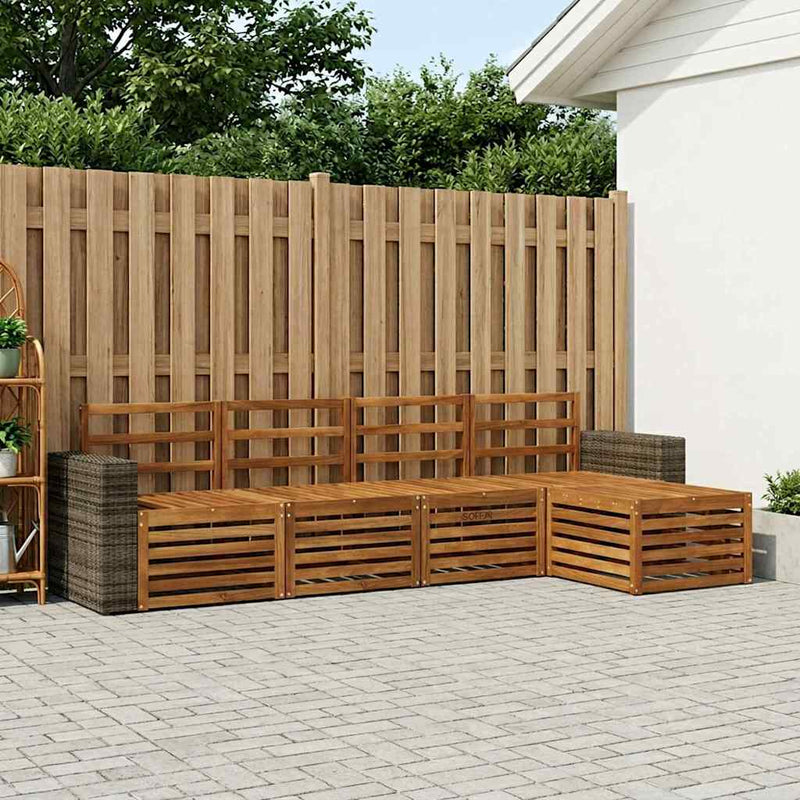 Set de canapele de exterior 5 buc. natural