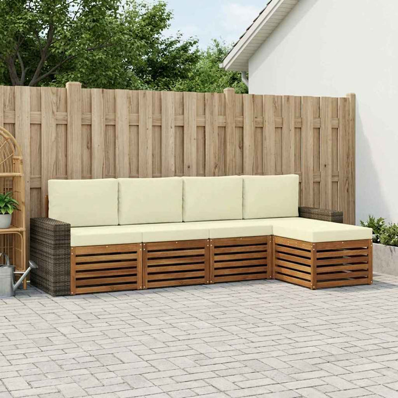Set de canapele de exterior 5 buc. Natural și Crem