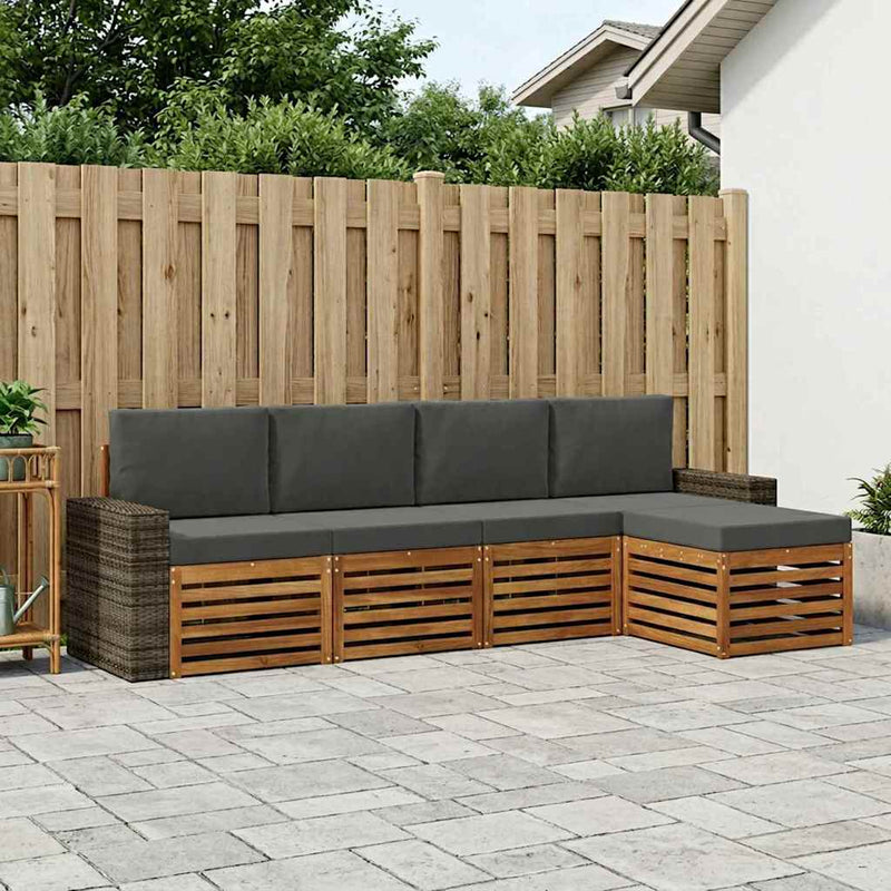 Set de canapele de exterior 5 buc. Natural și Antracit