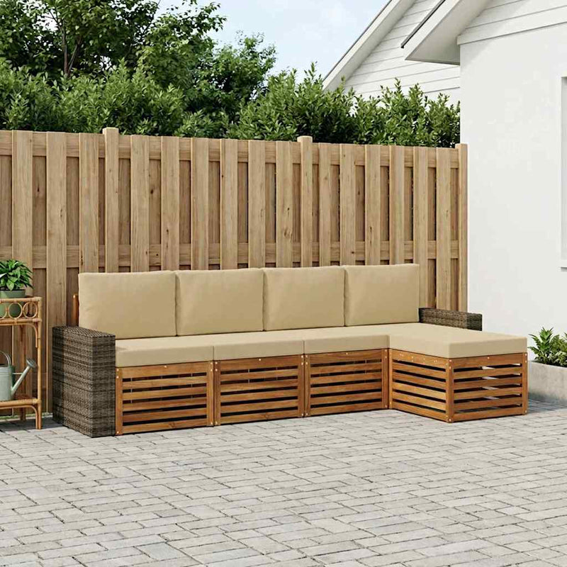 Set de canapele de exterior 5 buc. Natural și Bej