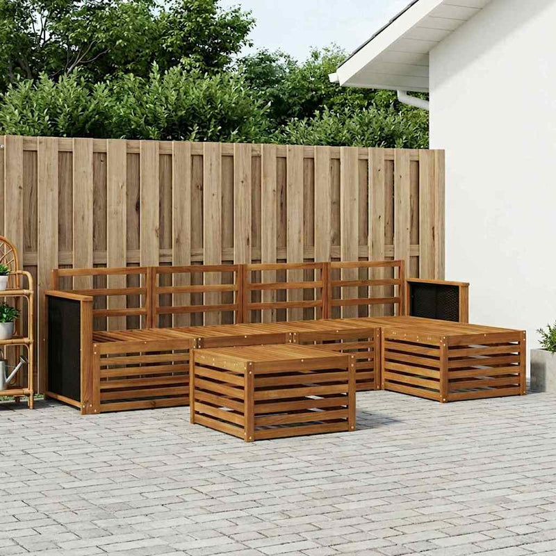 Set de canapele de exterior 6 buc. natural