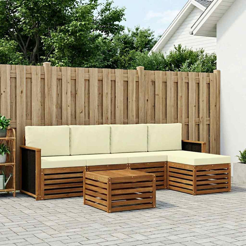 Set de canapele de exterior 6 buc. Natural și Crem