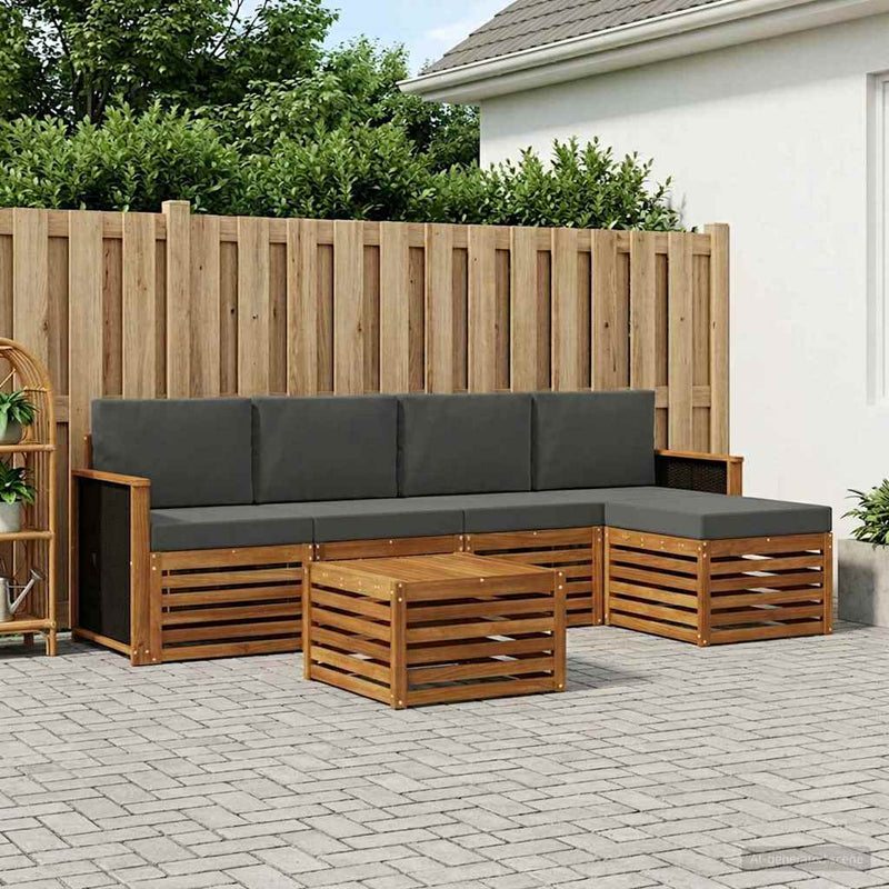 Set de canapele de exterior 6 buc. Natural și Antracit