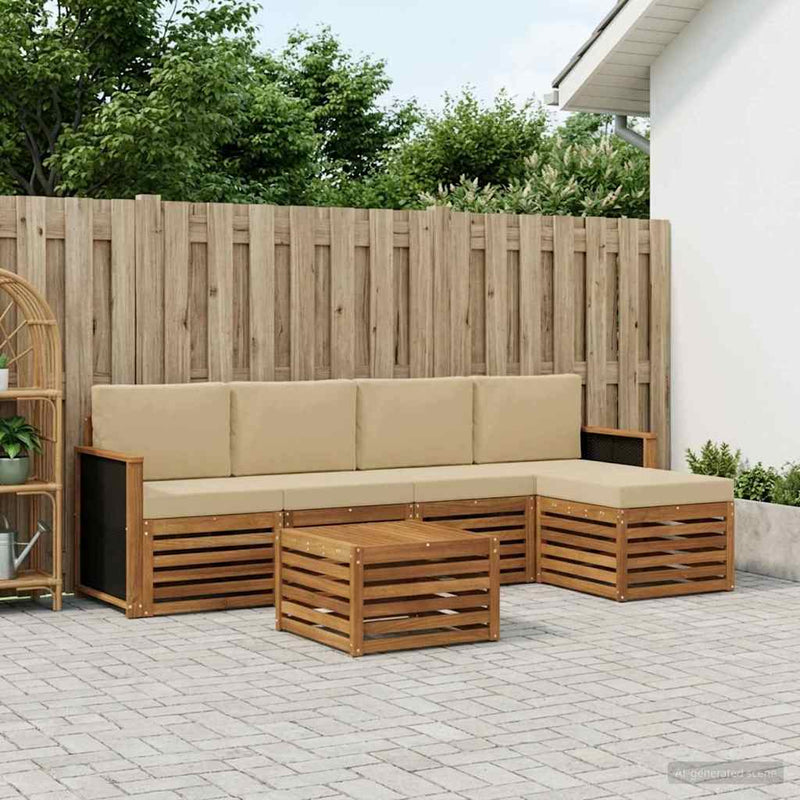 Set de canapele de exterior 6 buc. Natural și Bej