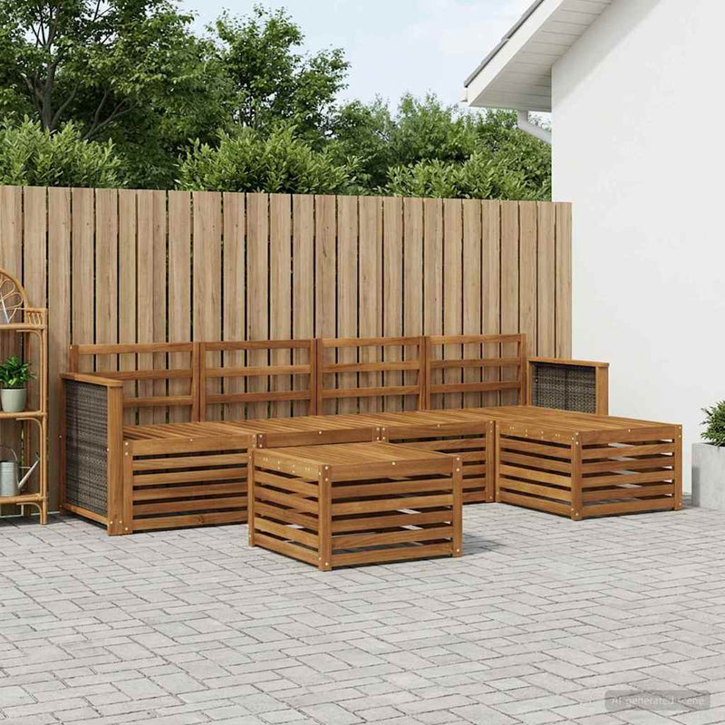 Set de canapele de exterior 6 buc. natural