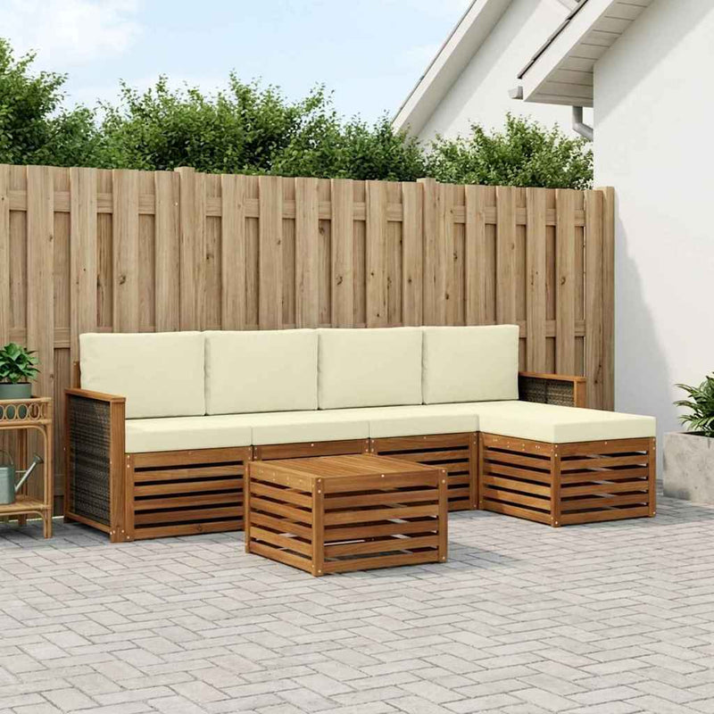Set de canapele de exterior 6 buc. Natural și Crem