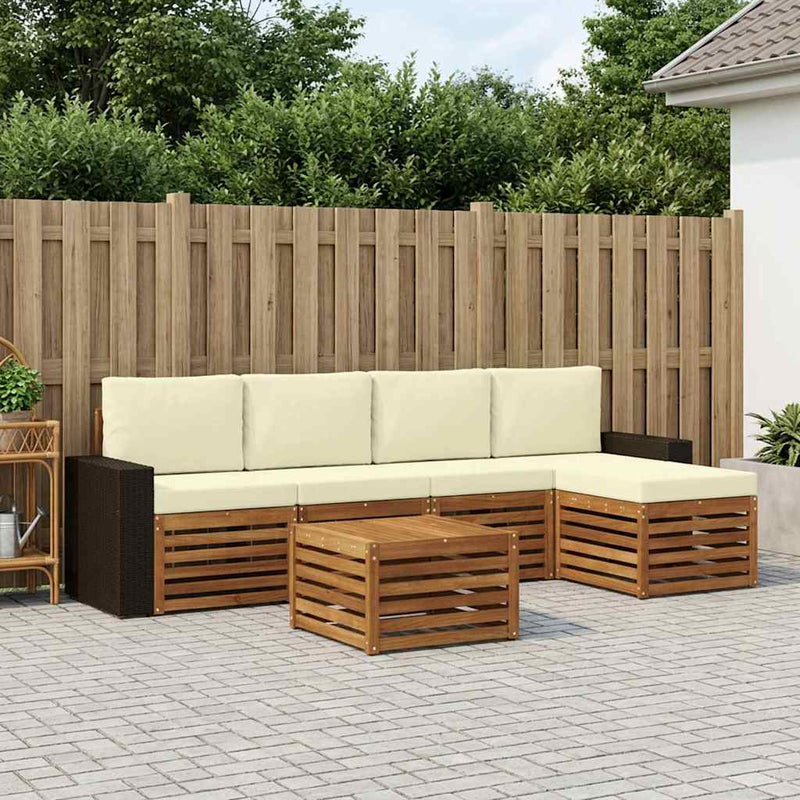 Set de canapele de exterior 6 buc. Natural și Crem