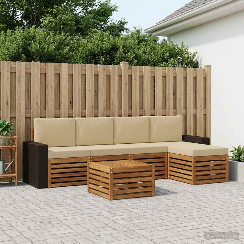 Set de canapele de exterior 6 buc. Natural și Bej