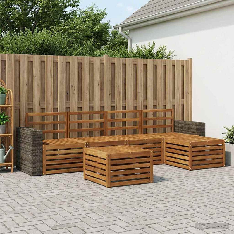Set de canapele de exterior 6 buc. natural