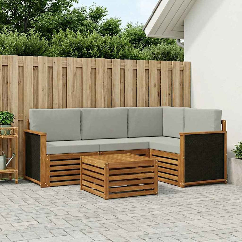Set de canapele de exterior 5 buc. Natural și gri deschis