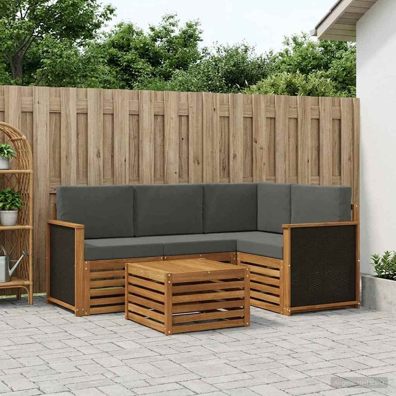 Set de canapele de exterior 5 buc. Natural și Antracit
