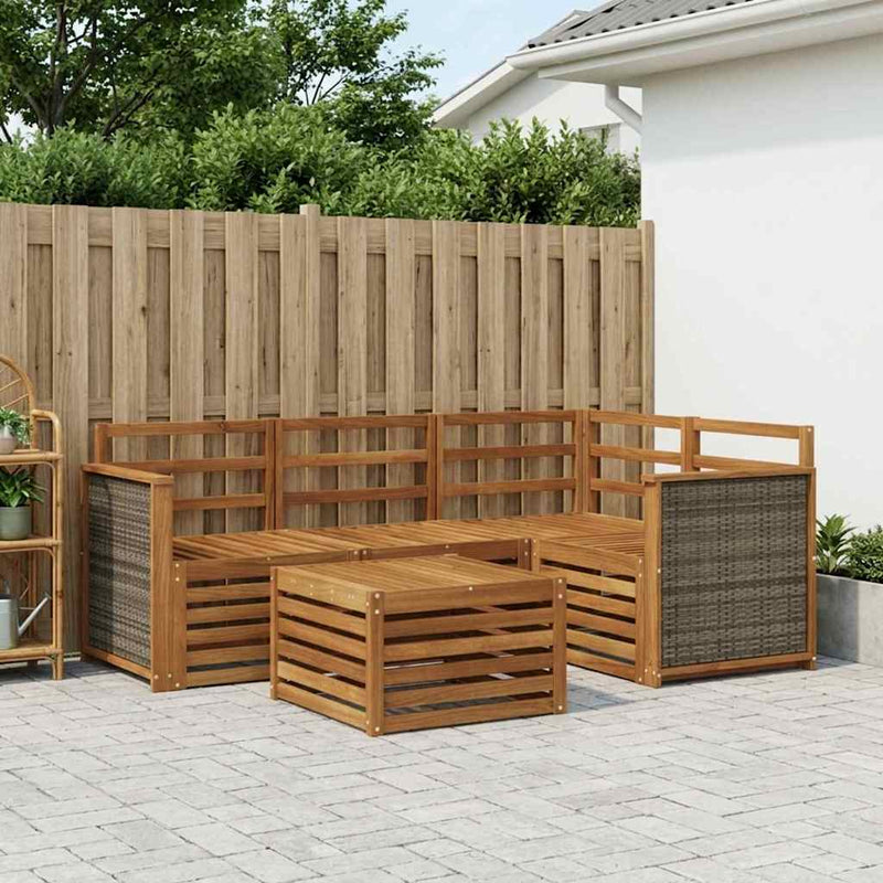 Set de canapele de exterior 5 buc. natural Poliester