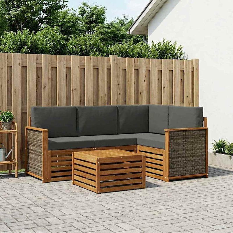 Set de canapele de exterior 5 buc. Natural și Antracit