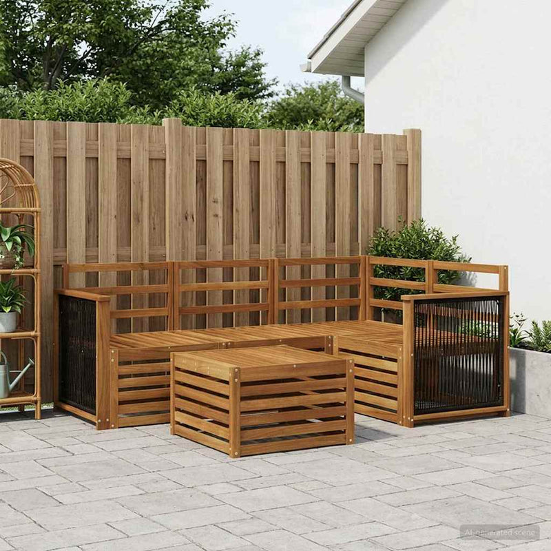 Set de canapele de exterior 5 buc. natural Poliester