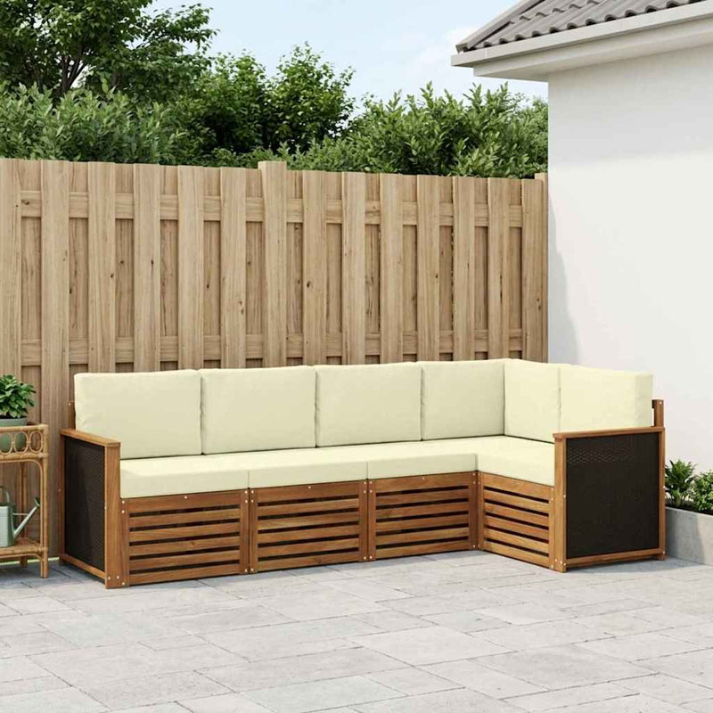 Set de canapele de exterior 4 buc. Natural și Crem