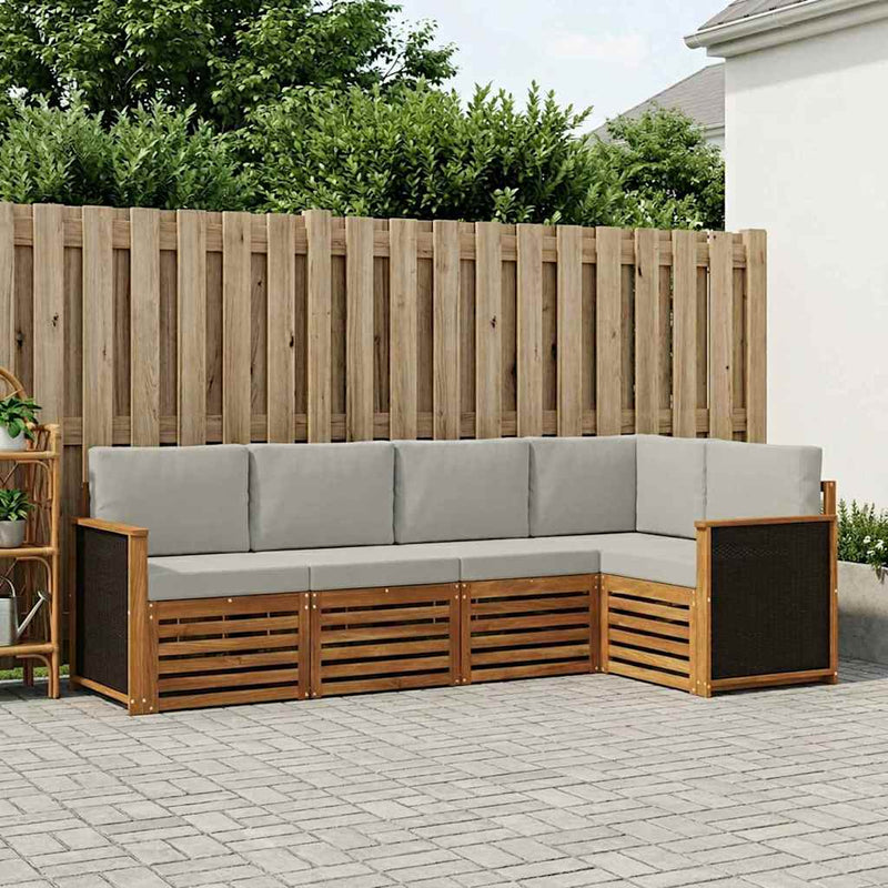 Set de canapele de exterior 4 buc. Natural și gri deschis