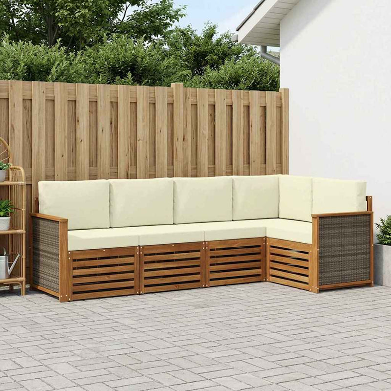 Set de canapele de exterior 4 buc. Natural și Crem