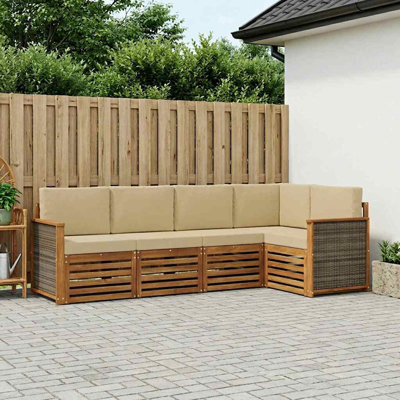Set de canapele de exterior 4 buc. natural