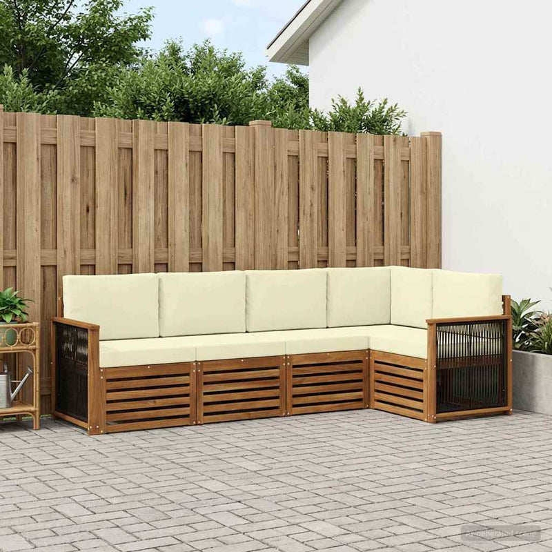 Set de canapele de exterior 4 buc. Natural și Crem