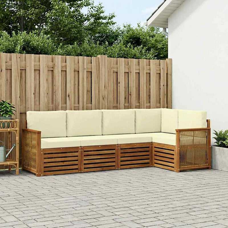 Set de canapele de exterior 4 buc. Natural și Crem