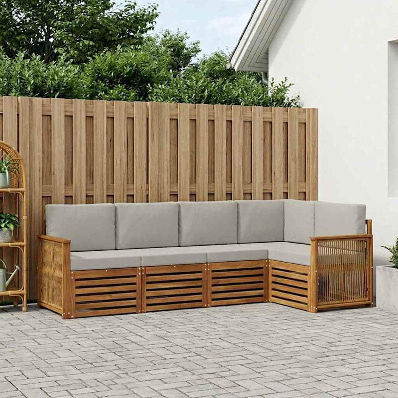 Set de canapele de exterior 4 buc. Natural și gri deschis