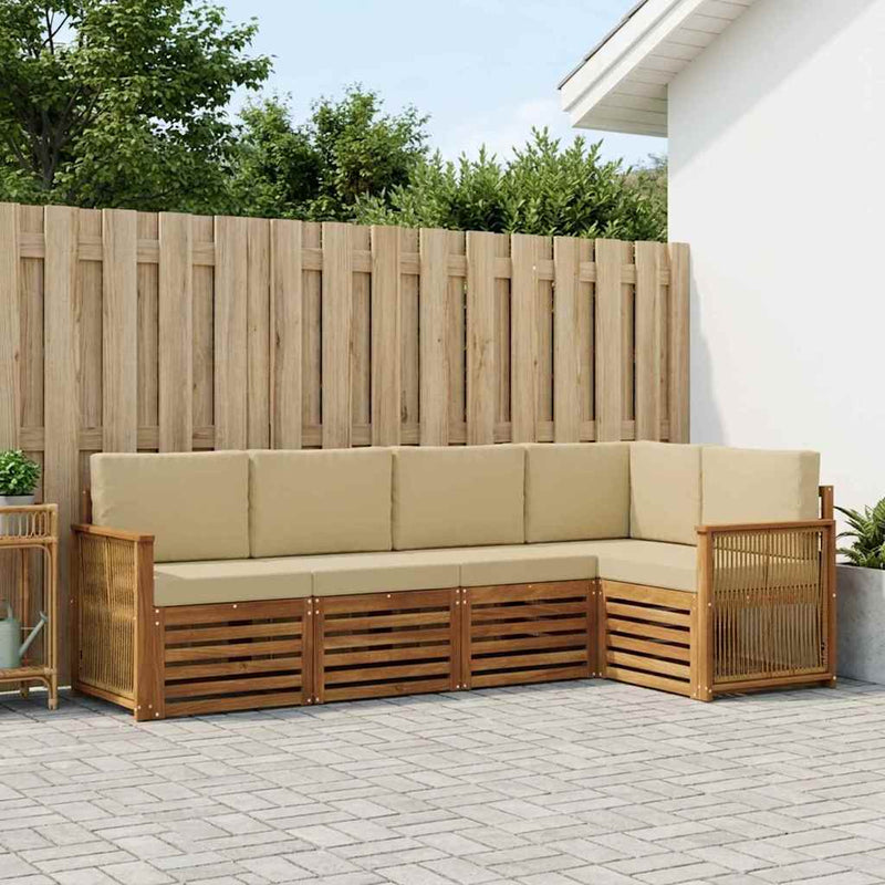 Set de canapele de exterior 4 buc. natural