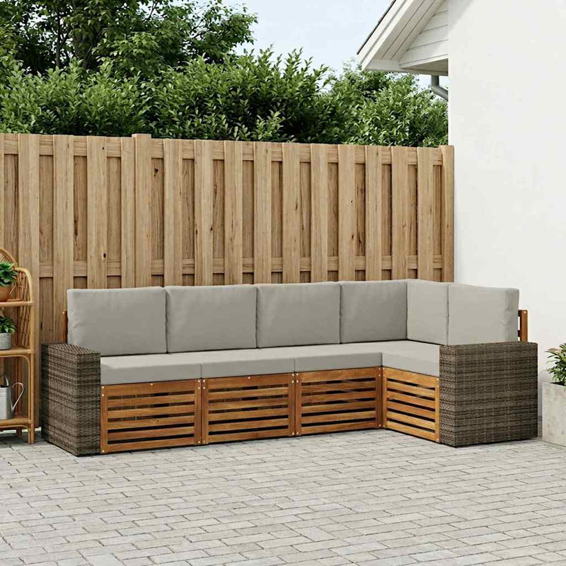 Set de canapele de exterior 5 buc. Natural și gri deschis