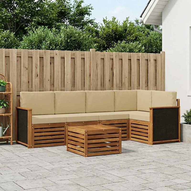 Set de canapele de exterior 5 buc. natural