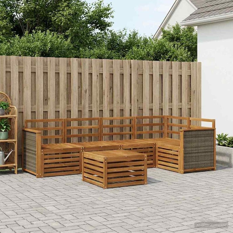 Set de canapele de exterior 5 buc. natural Lemn Solid de Acacia
