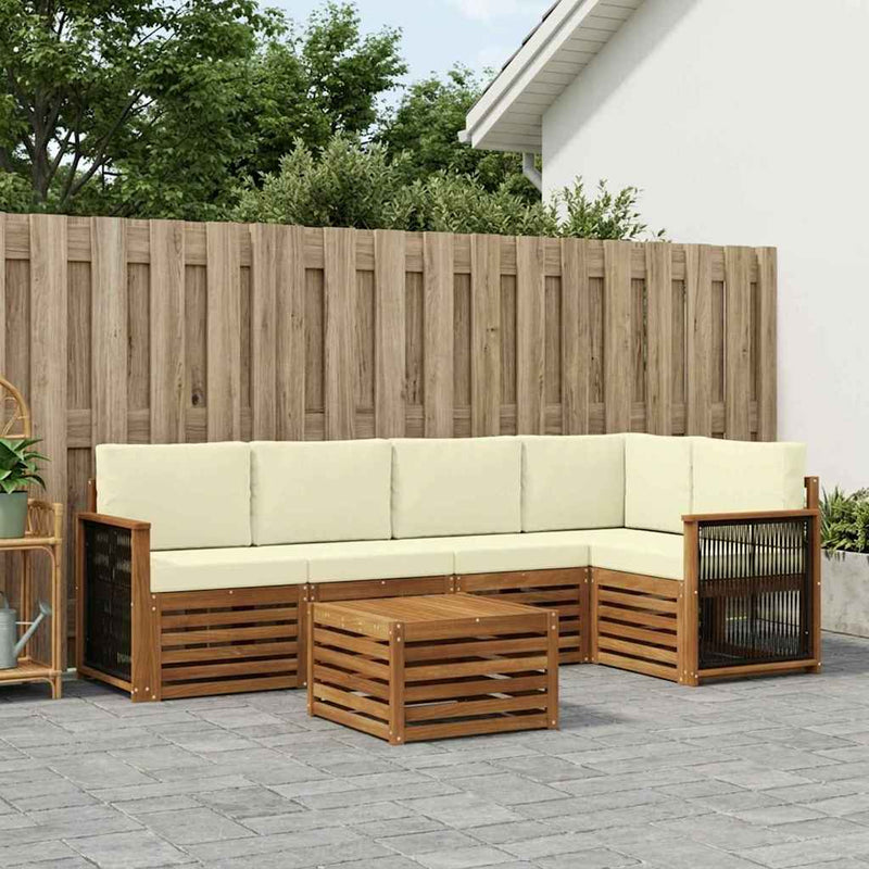 Set de canapele de exterior 5 buc. Natural și Crem