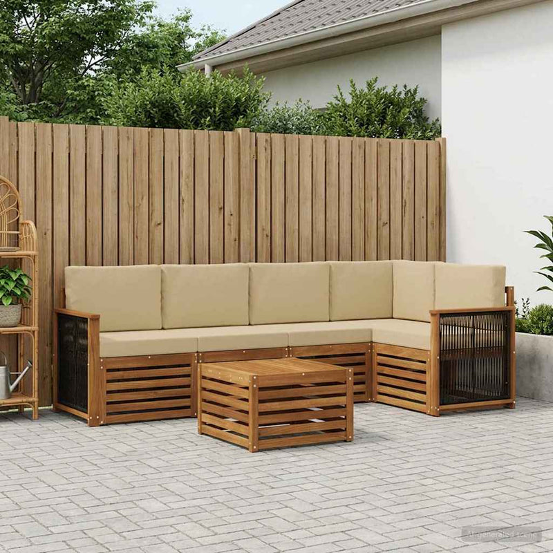 Set de canapele de exterior 5 buc. natural