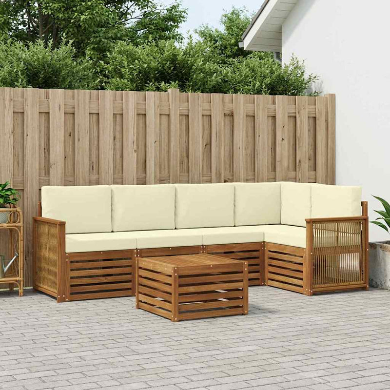 Set de canapele de exterior 5 buc. Natural și Crem