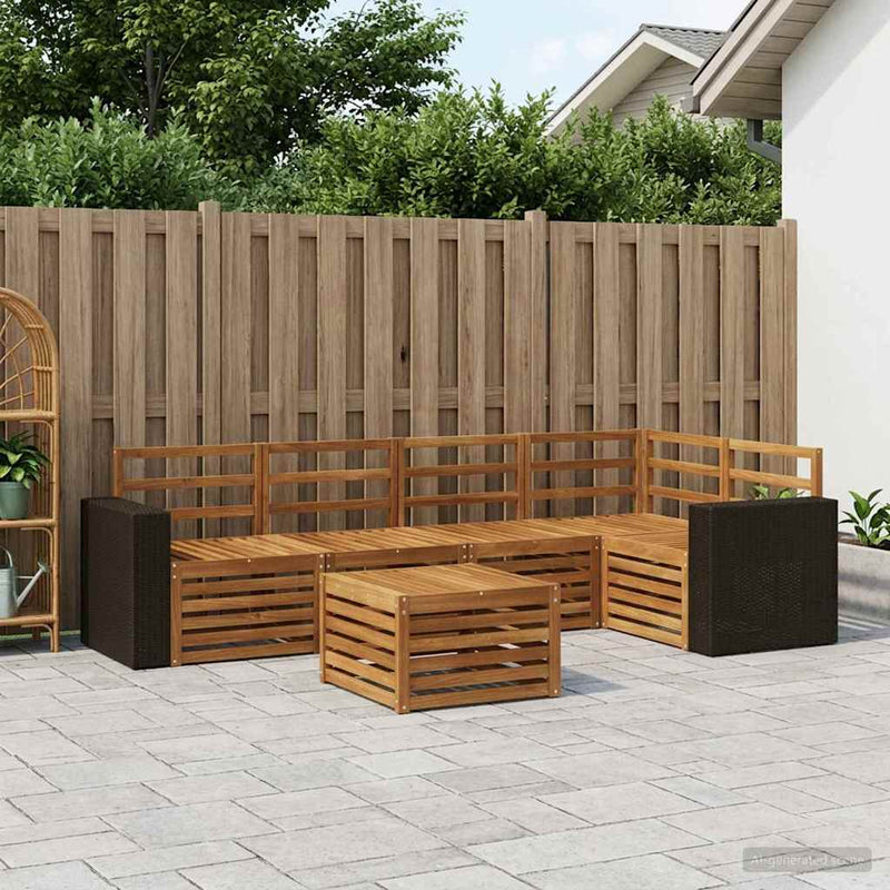 Set de canapele de exterior 6 buc. natural Poliester