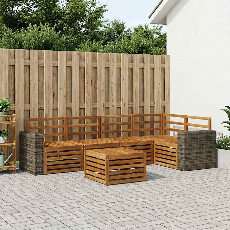 Set de canapele de exterior 6 buc. natural Poliester