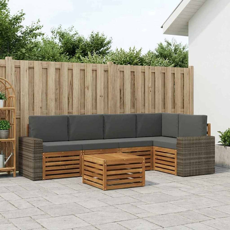 Set de canapele de exterior 6 buc. Natural și Antracit