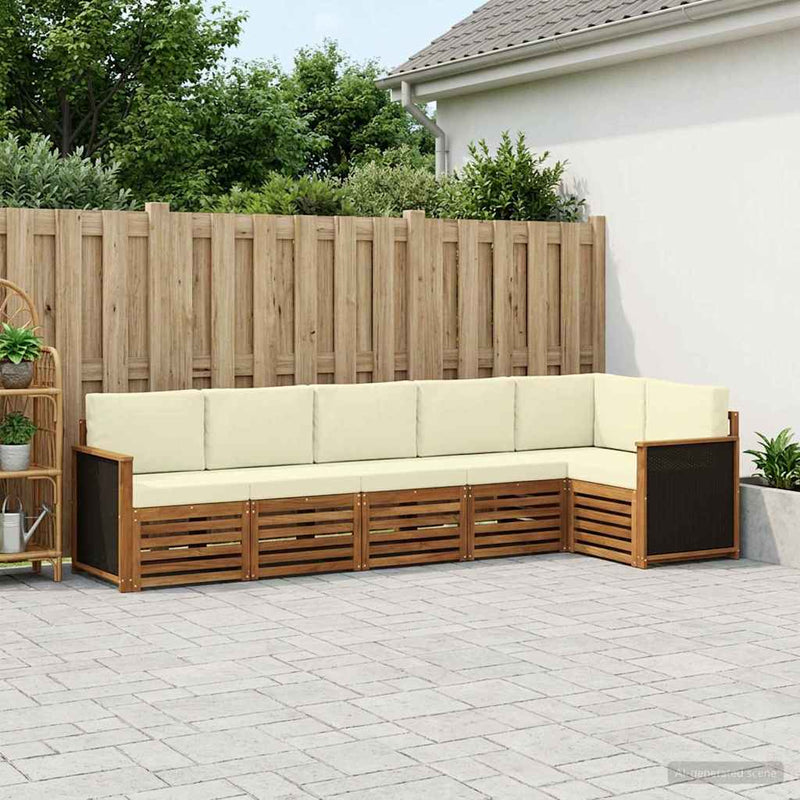 Set de canapele de exterior 5 buc. Natural și Crem