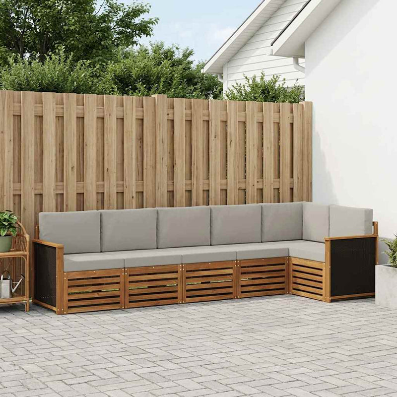 Set de canapele de exterior 5 buc. Natural și gri deschis